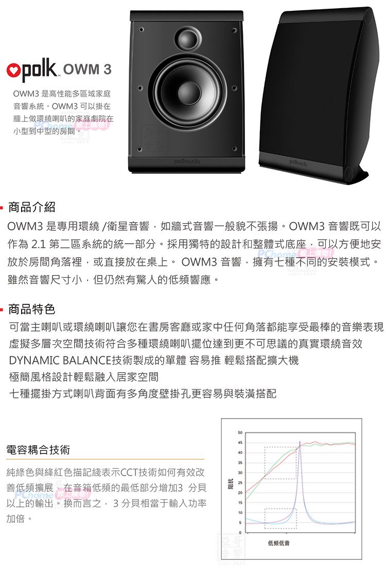 美國Polk Audio OWM3 環繞喇叭/ 壁掛喇叭(黑色/白色) 一對- PChome 24h購物