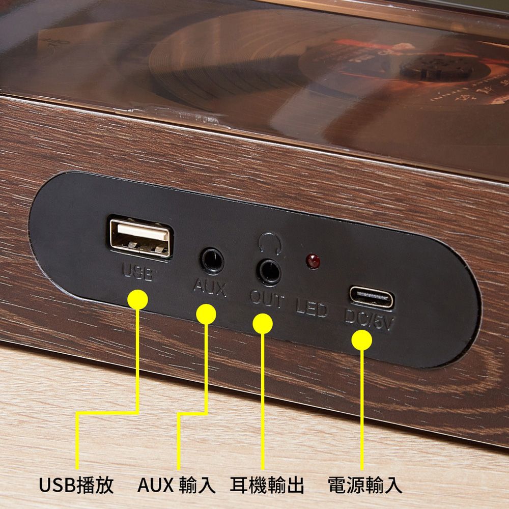 USBAUX OUTUSB播放 AUX 輸入 耳機輸出 電源輸入