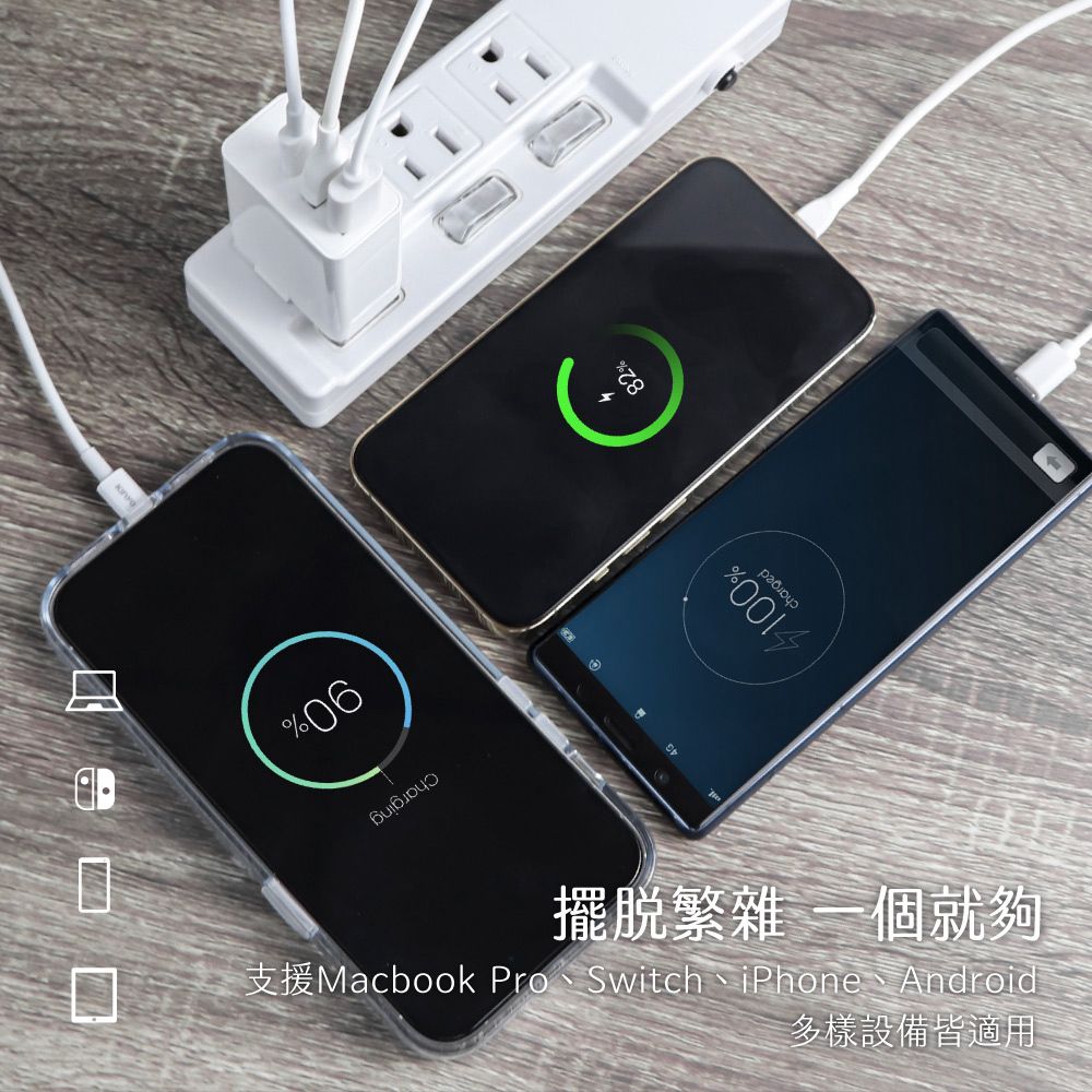 KINYO 20W PD/QC三孔快充充電器+Type-C to Type-C手機快速充電傳輸線充電線 1M(iPhoen 15.iPhone 16適用)