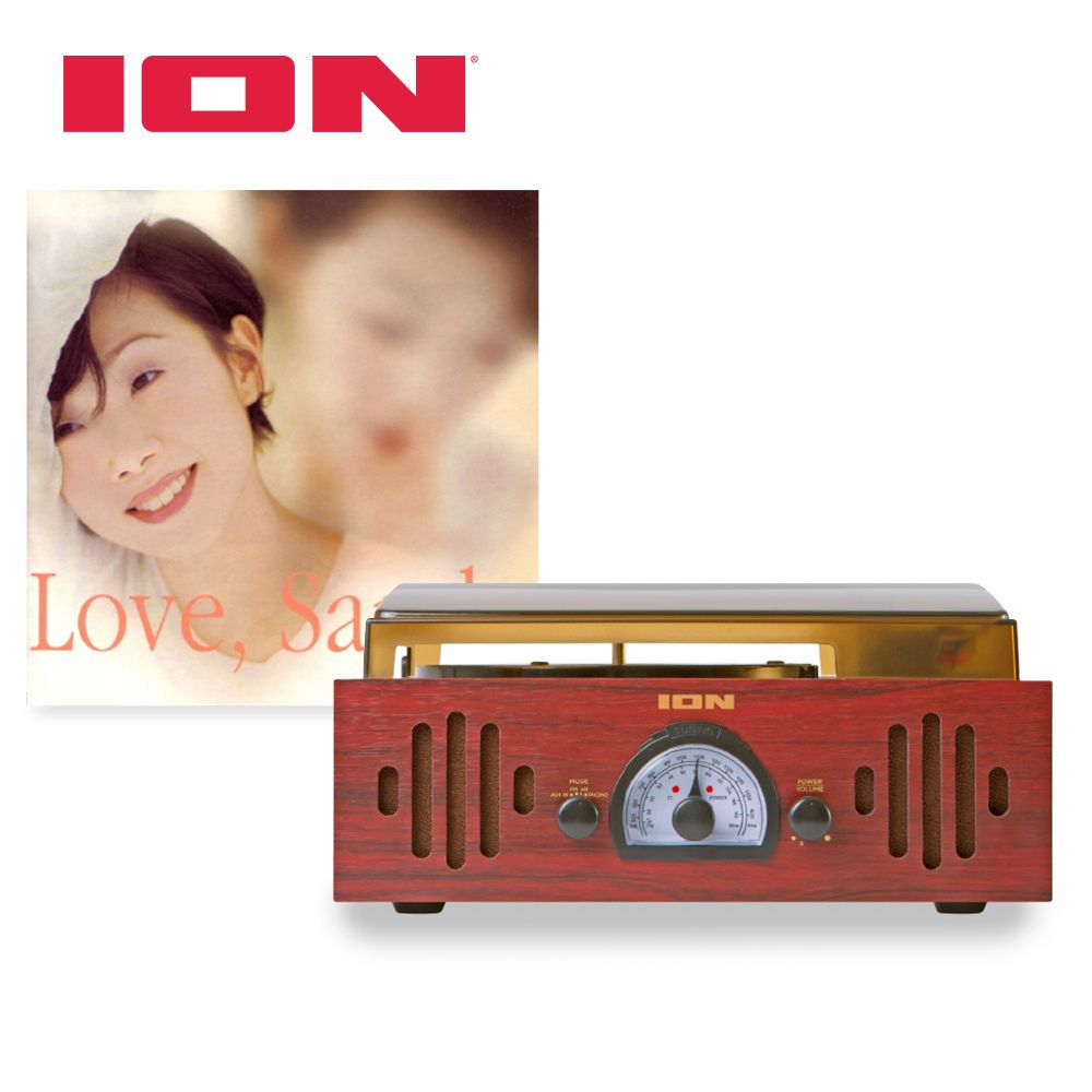 Ion Audio 【精選唱片珍藏組】 Trio LP neo 3合1復古箱式黑膠唱機/ AM/FM收音機 + 林憶蓮 Love, Sandy白色彩膠