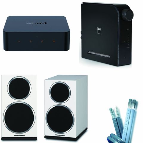 WiiM Pro (不含遙控器)+NAD D3020 V2藍牙綜擴 + Wharfedale DIAMOND 220書架型喇叭-白
