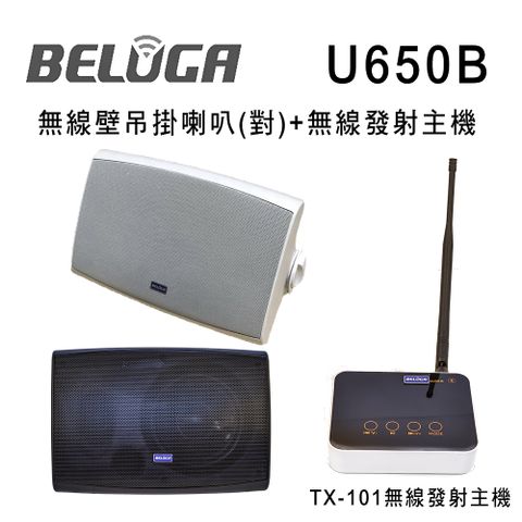 U650B 無線壁掛喇叭標配組(含無線發射主機TX-101+無線壁掛喇叭/對)