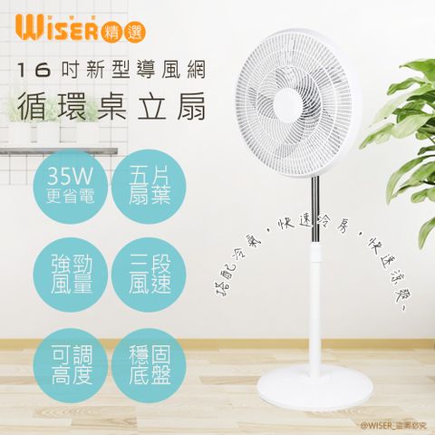 【WISER精選】16吋導流旋風式電風扇立扇循環扇(新型導流網)