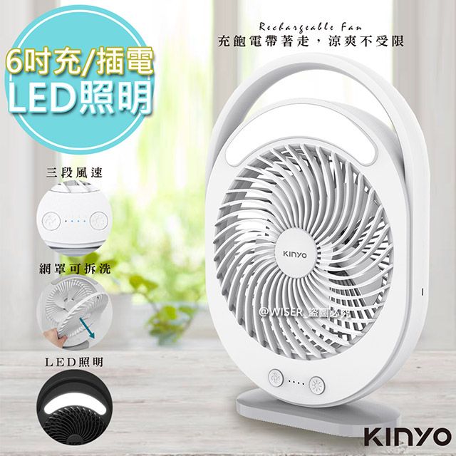 KINYO 充插兩用吋USB風扇DC扇/循環扇桌扇立扇(UF-890)風罩易拆洗