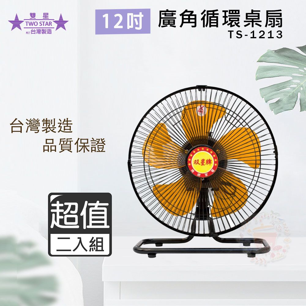 雙星牌 【超值兩入組】12吋 三段速超廣角桌扇/電風扇 TS-1213