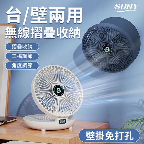 SUNY 壁掛桌面二合一折疊電風扇 USB桌面風扇 循環扇 靜音隨身風扇 台扇