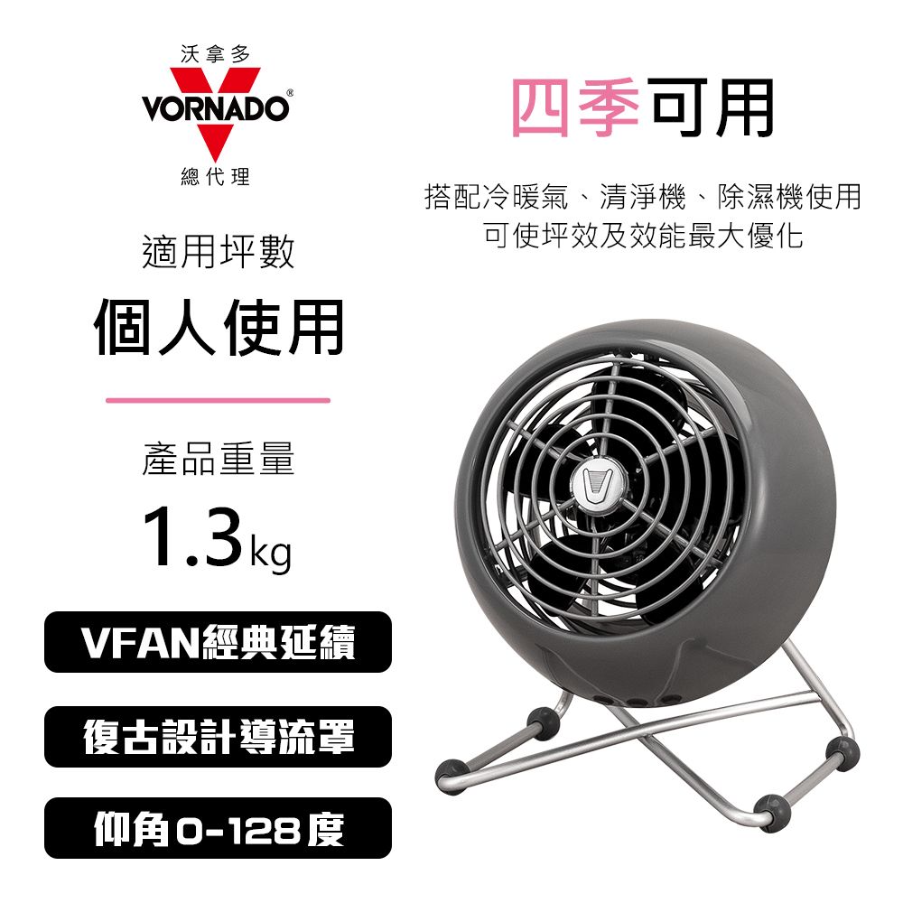VORNADO 沃拿多 美國 摩登迷你復古扇 VFANMM19 灰色