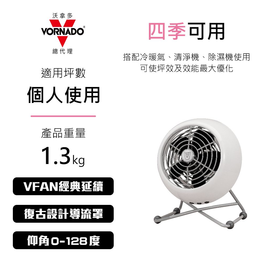 VORNADO 沃拿多 美國 摩登迷你復古扇 VFANMM23 白色