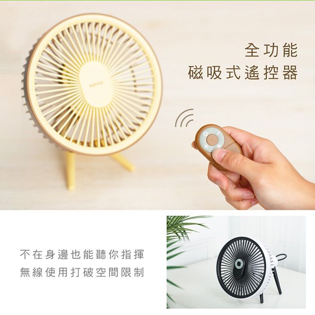KINYO 7吋充插兩用USB風扇/DC扇/壁掛扇/循環扇(UF-7075B)遙控/LED/易拆洗-黑咩羊