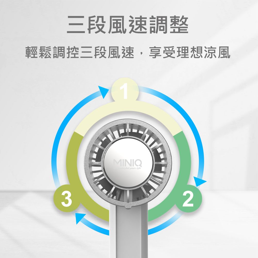 miniQ 台灣製造 手持數顯製冷風扇(三段風速/大容量電池/風扇頭可旋轉/附掛繩)【超值二入】