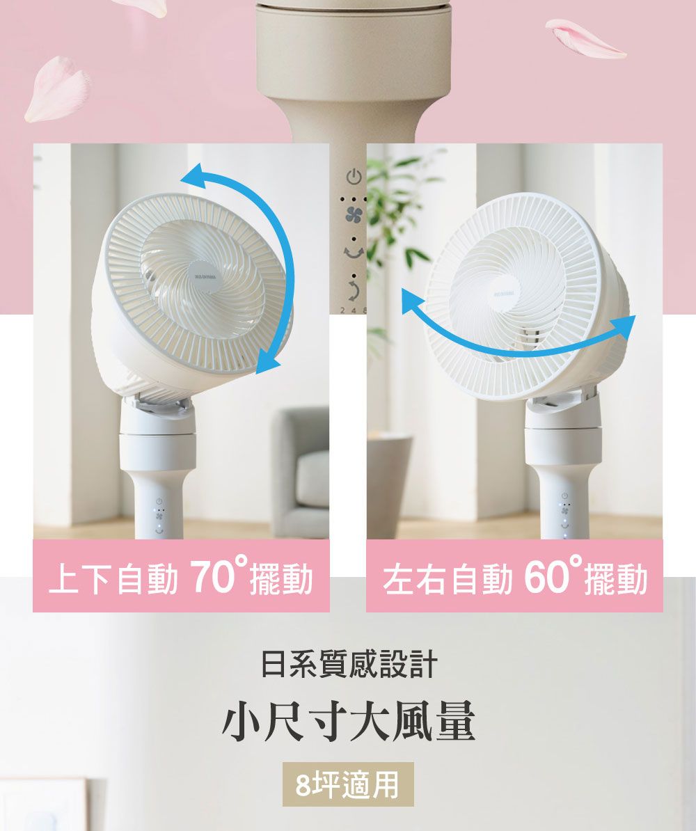 上下自動70擺動左右自動60°擺動日系質感設計小尺寸大風量8坪適用