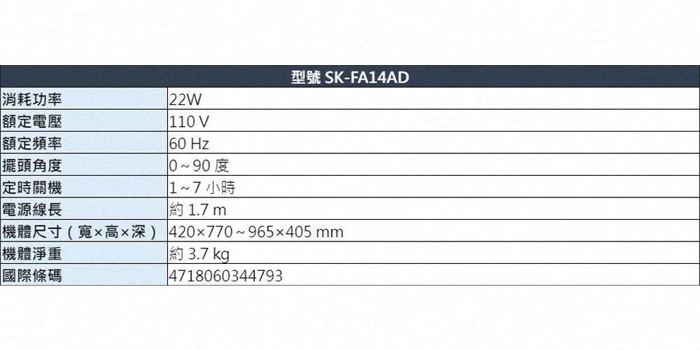 SAMPO聲寶 SK-FA14AD - 詳情4