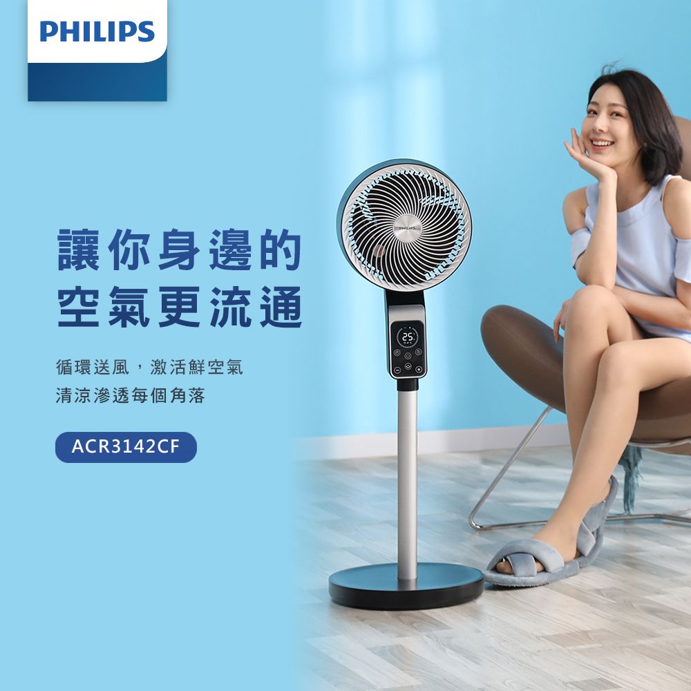 PHILIPS 飛利浦 (冷房雙寶)  4.5公升水冷扇 ACR2122C+ 直立DC渦流遙控省電循環扇 ACR3142CF