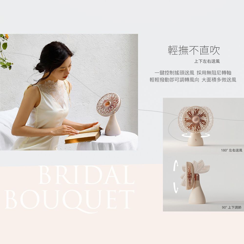 BRIDALBOUQUET輕撫不直吹上下左右送風一鍵控制送風 採用無阻尼轉軸輕輕撥動可調轉風向 大面積多微送風180°左右送風90°上下調節