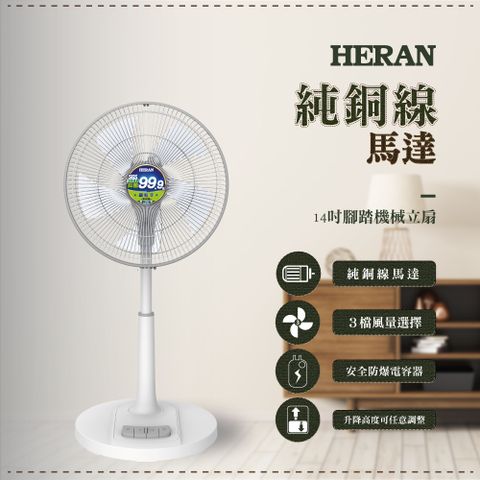 HERAN 禾聯 14吋AC腳踏機械抑菌立扇 HAF-14AH56A(G)