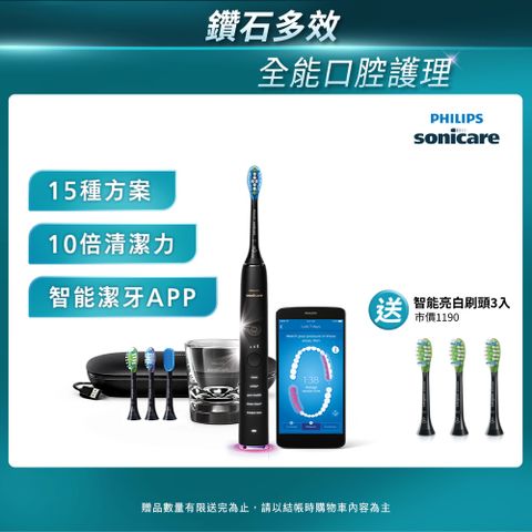 【PHILIPS 飛利浦】Sonicare DiamondClean Smart 鑽石靚白智能音波震動牙刷HX9924/12 (爵士黑)