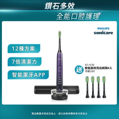 【PHILIPS 飛利浦】Sonicare 亮白隨行智能鑽石音波電動牙刷 HX9911/69 (紫鑽)