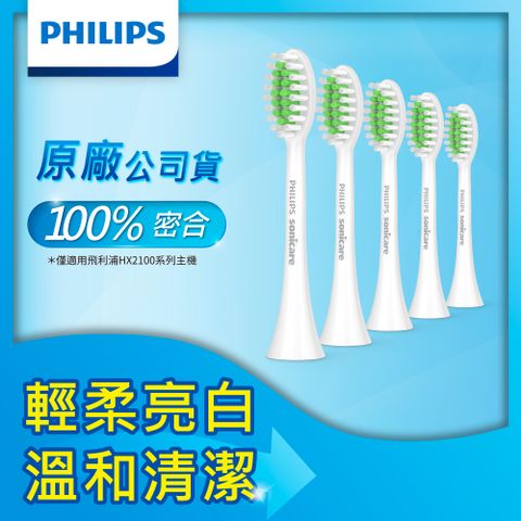 【PHILIPS 飛利浦】2100系列專用輕柔亮白刷頭五入組HX2035/02