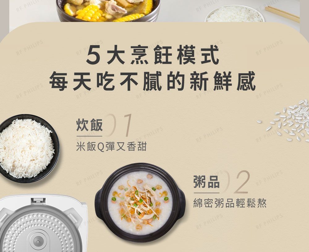 PHIL PHILIPS PHILIPS PHIL5大烹飪模式每天吃不膩的新鮮感炊飯 PHILIPS米飯Q彈又香甜 PHILIPS PHILIPS PHILIPS PHILIPS粥品 2 PHILI PHILIPS綿密粥品輕鬆熬RF PHILIPSRF PHILIPS