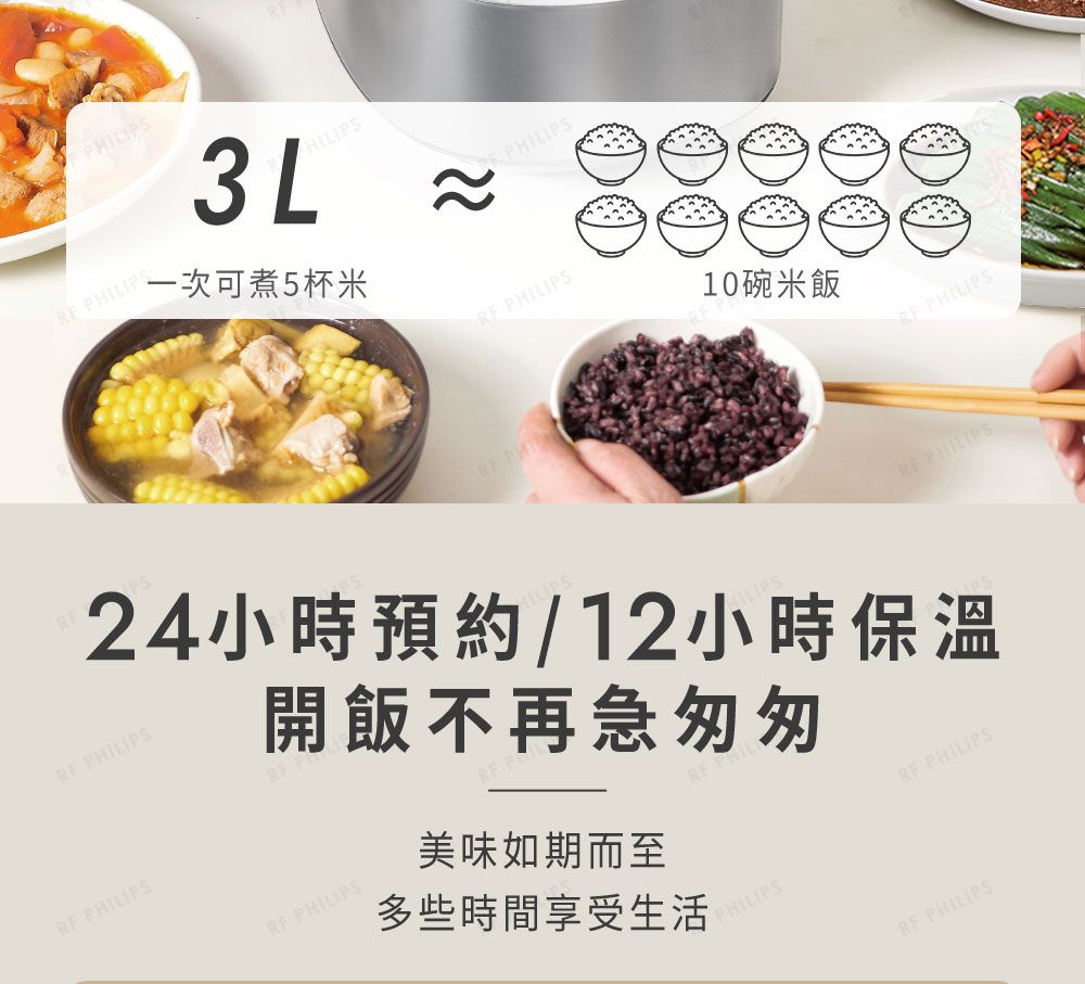 LIPS P3LHILIPSPHILIPS一次可煮5杯米 PHILIPS10碗米飯 PHILIPS PHILIPS PHILIPS PHIHILIPSRF PHILIPS24小時預約/12小時開飯不再急匆匆RF PHILIPS P美味如期而至多些時間享受生活RF PHILIPSPHILIPSRF PHILIPS