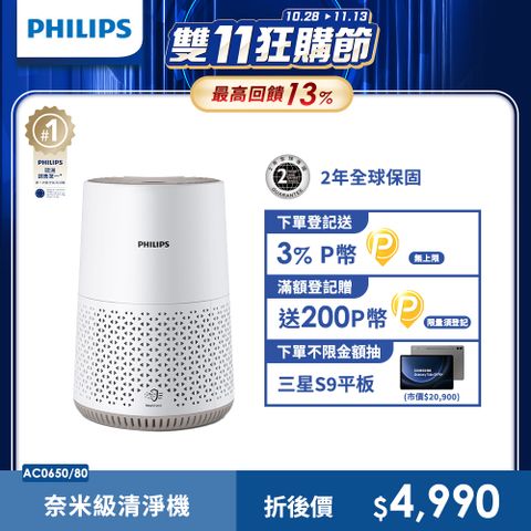 【飛利浦 PHILIPS】奈米級空氣清淨機-MUJI AC0650