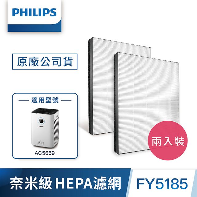 PHILIPS 飛利浦 奈米級勁護HEPA S3型濾網2入FY5185-適用型號:AC5659