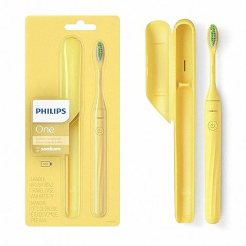 PHILIPS 飛利浦 電池式電動牙刷 芒果黃 超輕便旅行盒(隨身攜帶 不需充電)