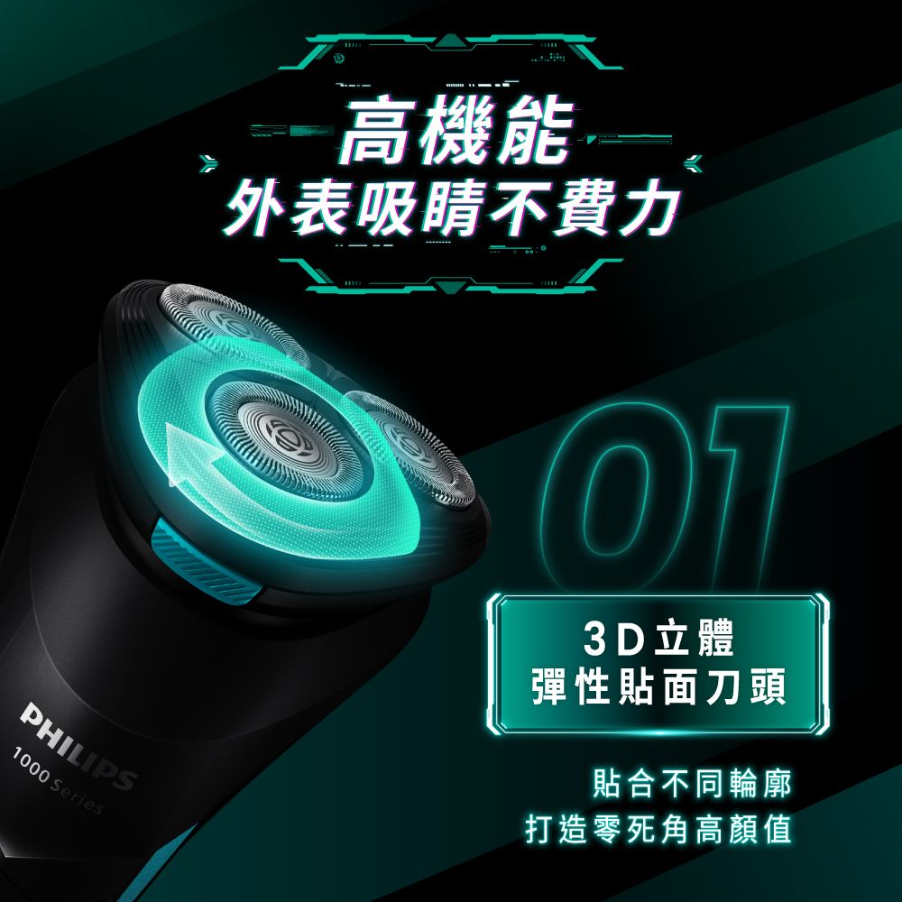 PHILIPS 飛利浦  刮鬍刀 三刀頭電鬍刀 S1115(父親節 88節 推薦 禮物 送禮 首選)