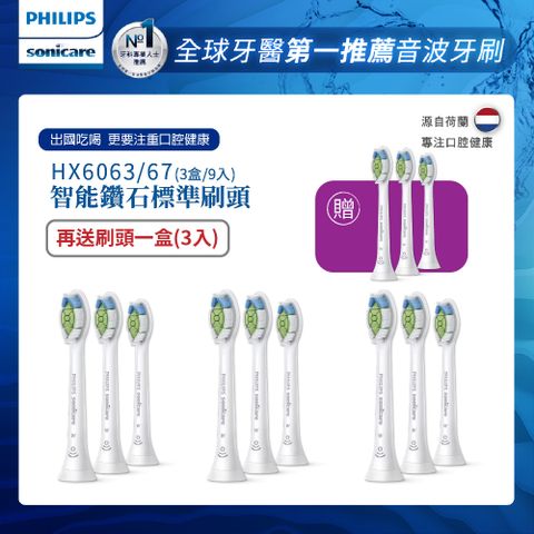 PHILIPS 飛利浦 Sonicare DiamondClean 鑽石標準型刷頭(白)HX6063/67