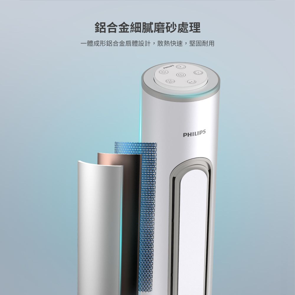 鋁合金細膩磨砂處理一體成形鋁合金扇體設計,散熱快速,堅固耐用PHILIPS