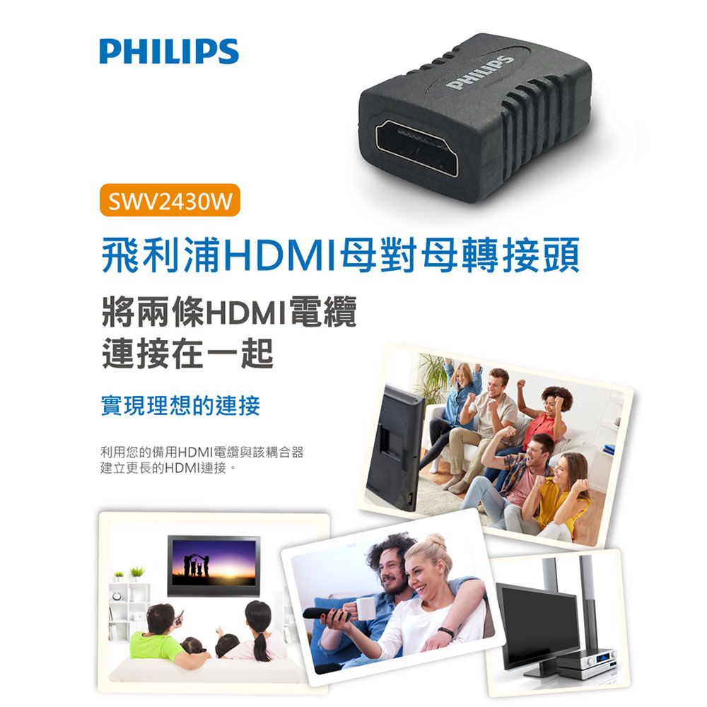 PHILIPS 飛利浦  SWV2430W/10 HDMI母對母轉接頭