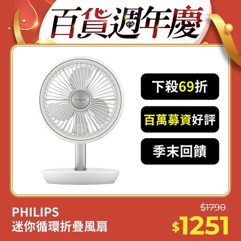 PHILIPS 飛利浦 迷你摺疊風扇 ACR2124DX