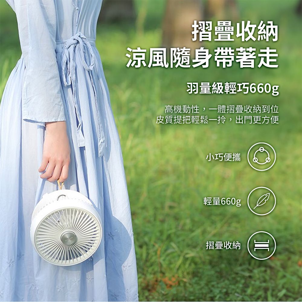 摺疊收納涼風隨身帶著走羽量級輕巧660g高機動性,一體摺疊收納到位皮質提把輕鬆一,出門更方便小巧便攜輕量660gp②摺疊收納I