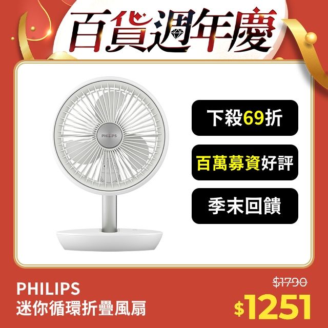 PHILIPS 飛利浦  迷你摺疊風扇 ACR2124DX