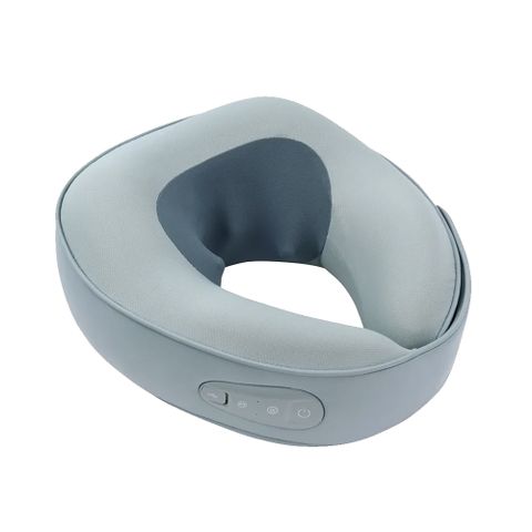 【KINYO】充插兩用按摩頸枕/護頸枕/午睡枕/飛機枕(IAM-2703)Q軟Q彈/居家辦公/旅行車用