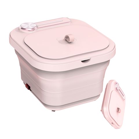 【加養生泡腳包*2包】日本AWSON歐森PTC陶瓷加熱摺疊泡腳機(AFM-332)氣泡/滾輪-櫻花粉