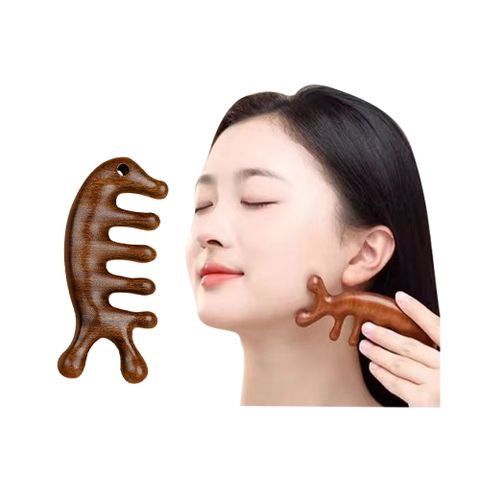 【藻土屋】2入-多功能檀木放鬆魚形指壓穴位按摩棒-E