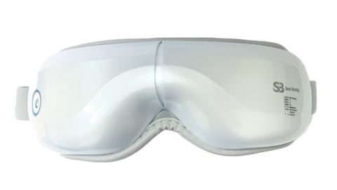 【Smart bearing智慧魔力】熱敷舒壓音樂按摩眼罩(蛋白皮親膚/石墨烯發熱/五種模式)亮白色