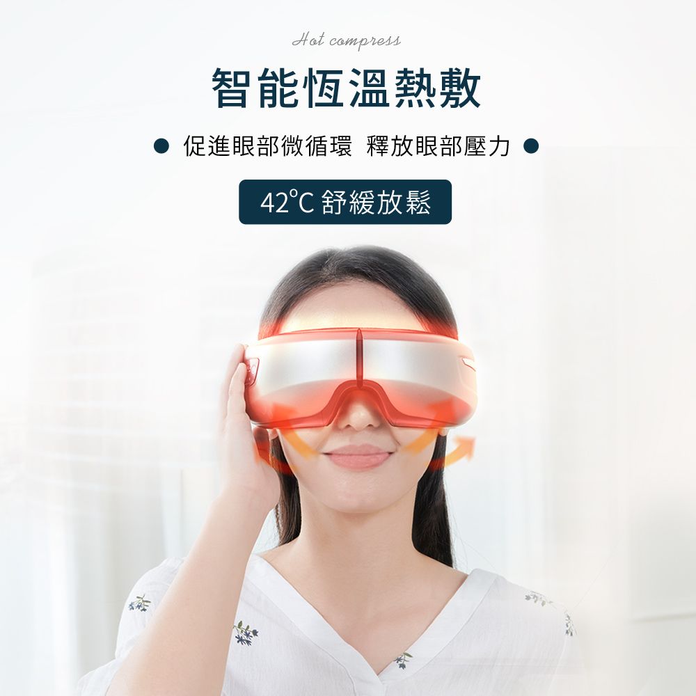 Hot compress智能恆溫熱敷促進眼部微循環 釋放眼部壓力42℃ 舒緩放鬆