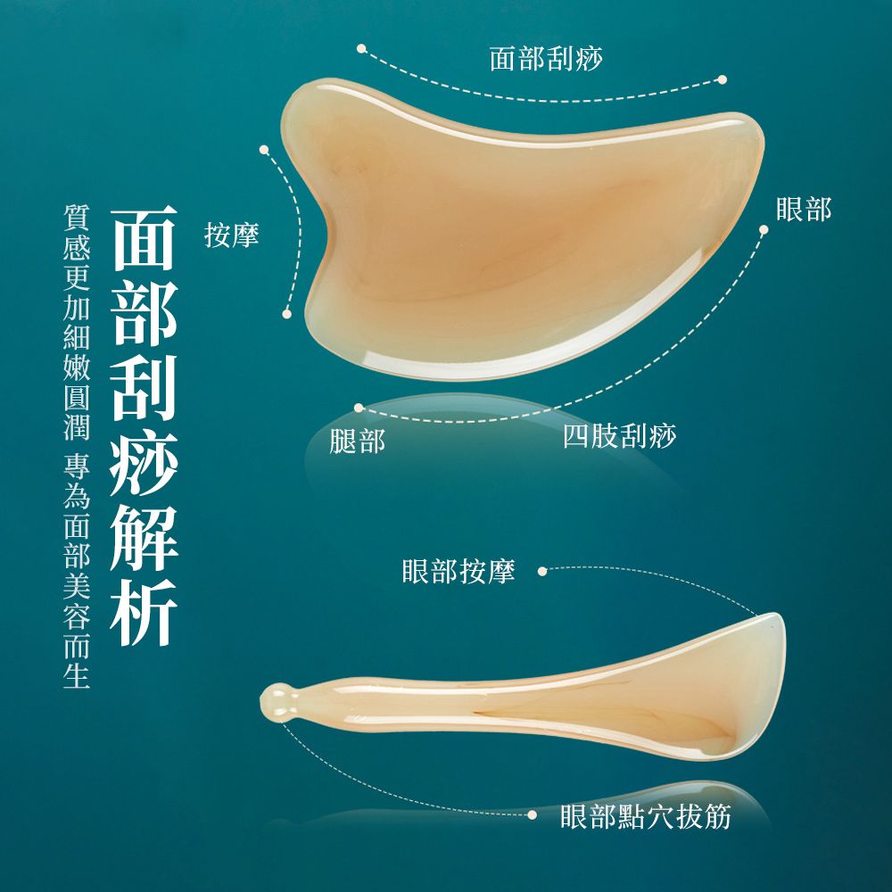 Pritoo 刮痧板+撥筋棒 臉部刮痧組 (養生/臉部提拉/瘦臉/小臉/排毒/按摩刮痧板)