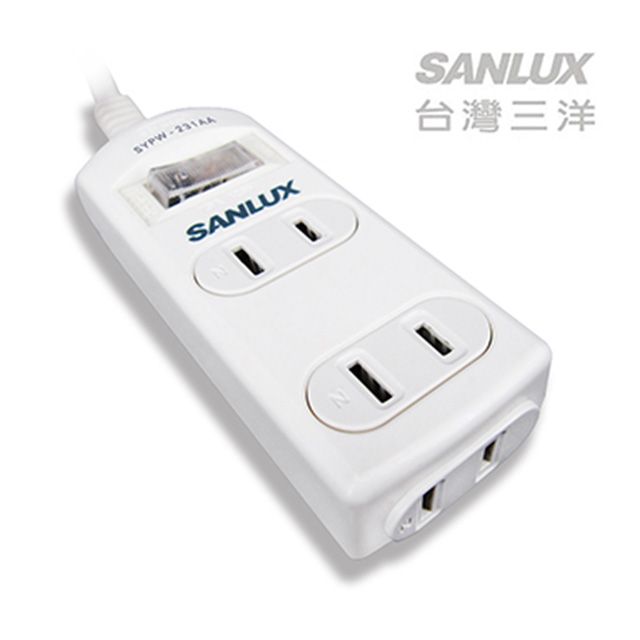 SANLUX 台灣三洋 電源延長線2孔3座1切1.8M(SYPW-231AA)