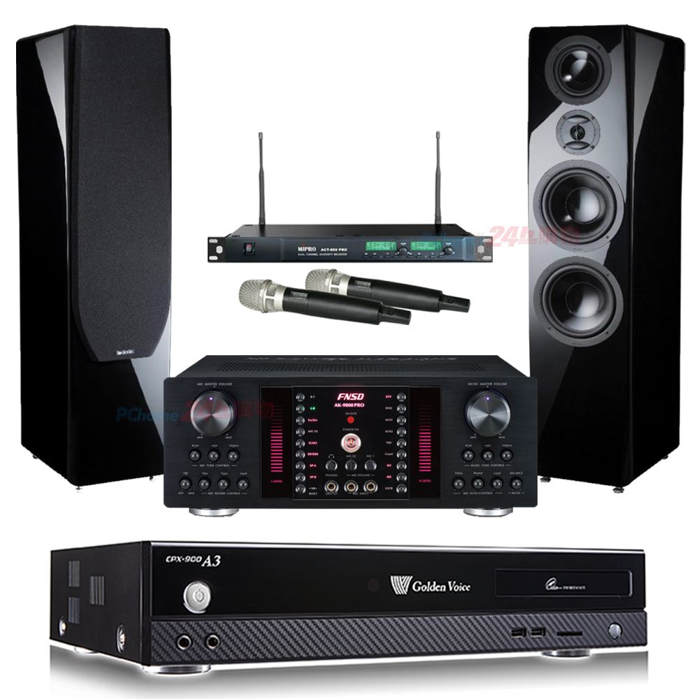 GoldenVoice 金嗓  CPX-900 A3伴唱機 4TB+AK-9800 PRO擴大機+ACT-869無線麥克風+KTF P-889喇叭