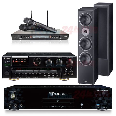 GoldenVoice 金嗓 CPX-900 K1A伴唱機 4TB+OKAUDIO AK-7擴大機+SR-889PRO無線麥克風+Monitor supreme 1002喇叭