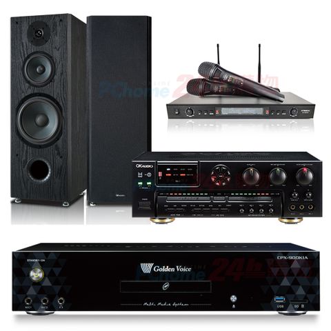 GoldenVoice 金嗓 CPX-900 K1A伴唱機 4TB+OKAUDIO AK-7擴大機+SR-889PRO無線麥克風+OKAUDIO OK-801B喇叭