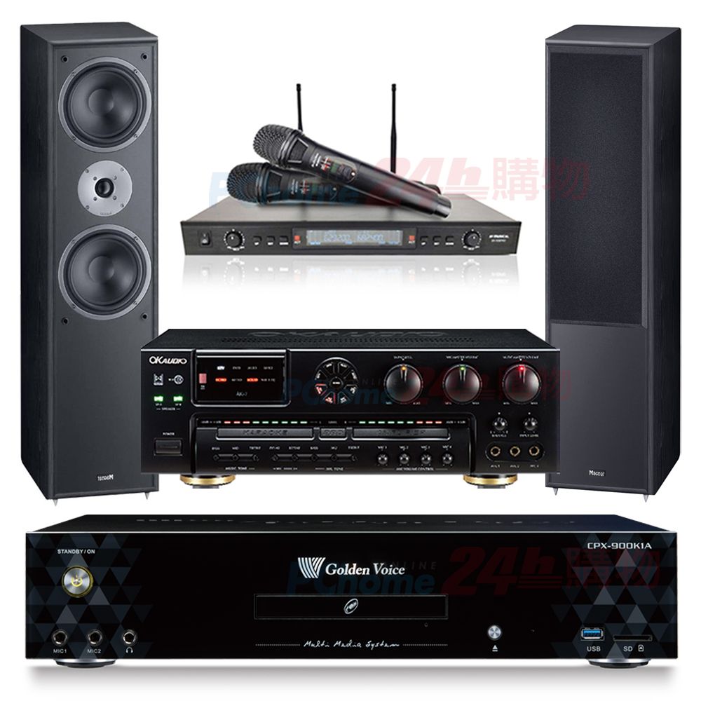 GoldenVoice 金嗓  CPX-900 K1A伴唱機 4TB+OKAUDIO AK-7擴大機+SR-889PRO無線麥克風+Monitor supreme 802喇叭