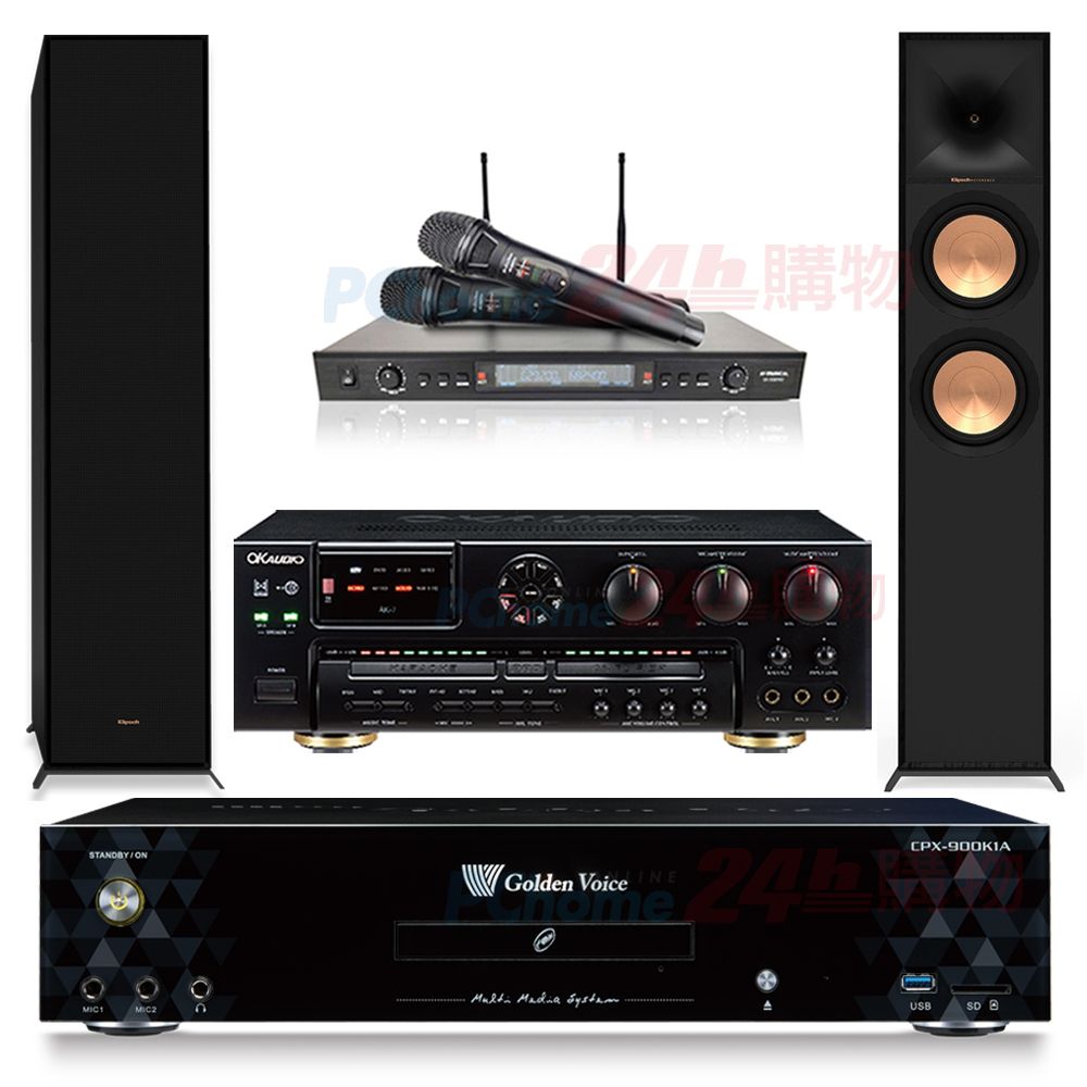 GoldenVoice 金嗓  CPX-900 K1A伴唱機 4TB+OKAUDIO AK-7擴大機+SR-889PRO無線麥克風+Klipsch R-600F喇叭