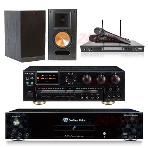 GoldenVoice 金嗓 CPX-900 K1A伴唱機 4TB+OKAUDIO AK-7擴大機+SR-889PRO無線麥克風+Klipsch RB-61II(黑)喇叭