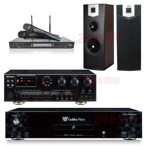 GoldenVoice 金嗓 CPX-900 K1A伴唱機 4TB+OKAUDIO AK-7擴大機+SR-889PRO無線麥克風+SUGAR SK-500V喇叭