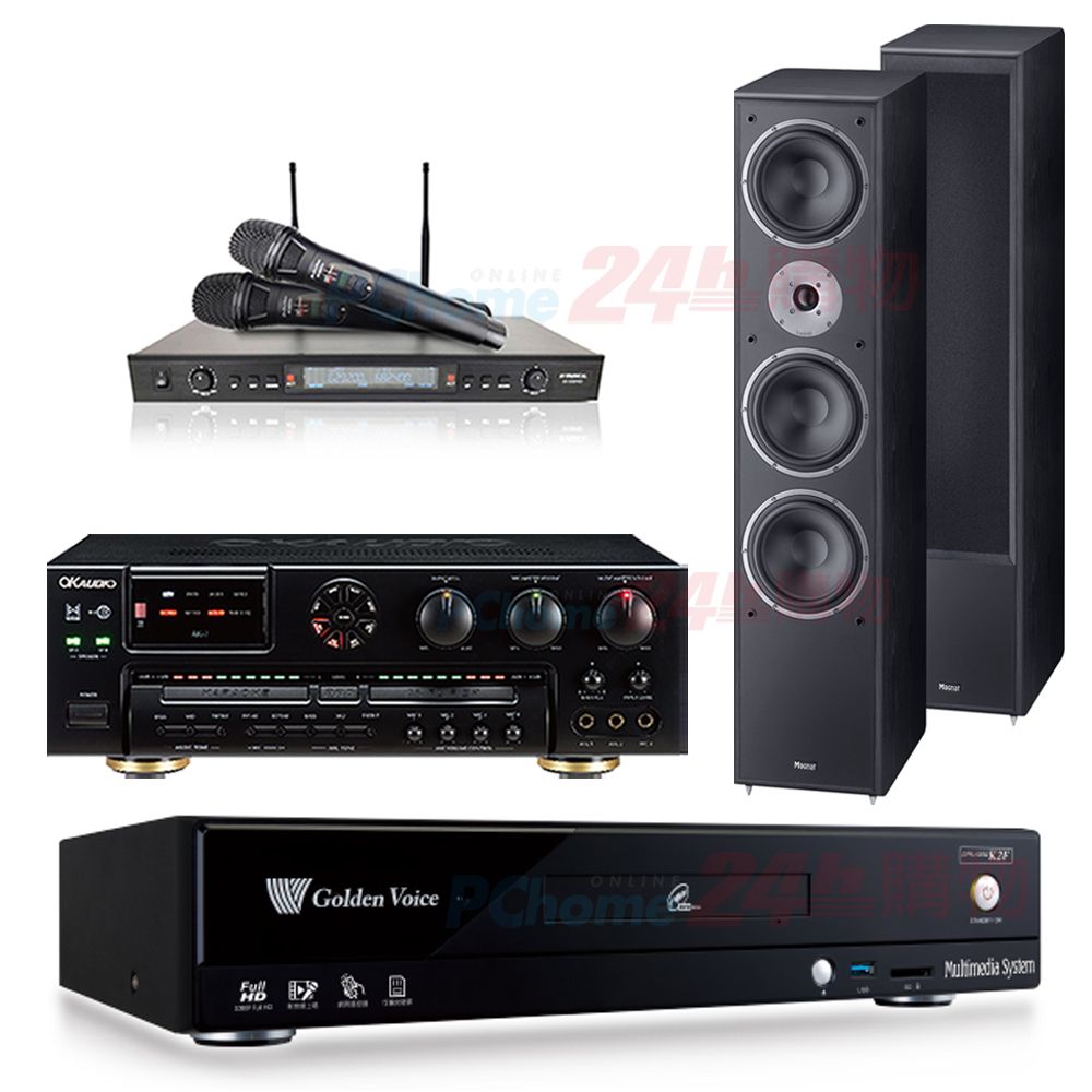  金嗓 CPX-900 K2F伴唱機 4TB+OKAUDIO AK-7擴大機+SR-889PRO無線麥克風+Monitor supreme 1002喇叭