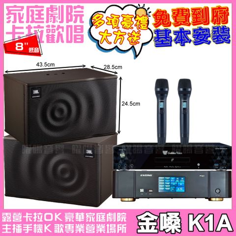 金嗓 歡唱劇院超值組合 K1A+ENSING Pro1內建無線麥克風2支+JBL MK08